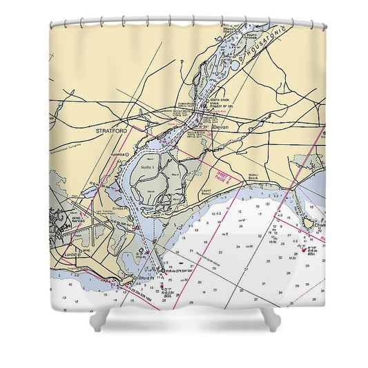 Stratford  Connecticut Nautical Chart _V2 Shower Curtain