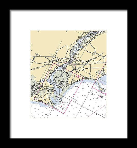 Stratford -connecticut Nautical Chart _v2 - Framed Print
