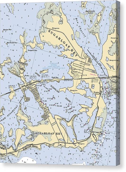 Sugarloaf Key-Florida Nautical Chart Canvas Print