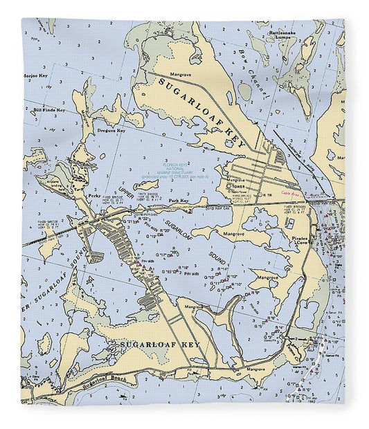 Sugarloaf Key Florida Nautical Chart Blanket