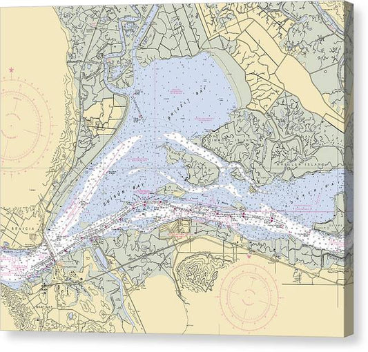 Suisun-Bay -California Nautical Chart _V6 Canvas Print