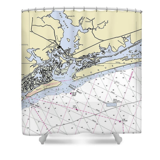 Swansboro North Carolina Nautical Chart Shower Curtain