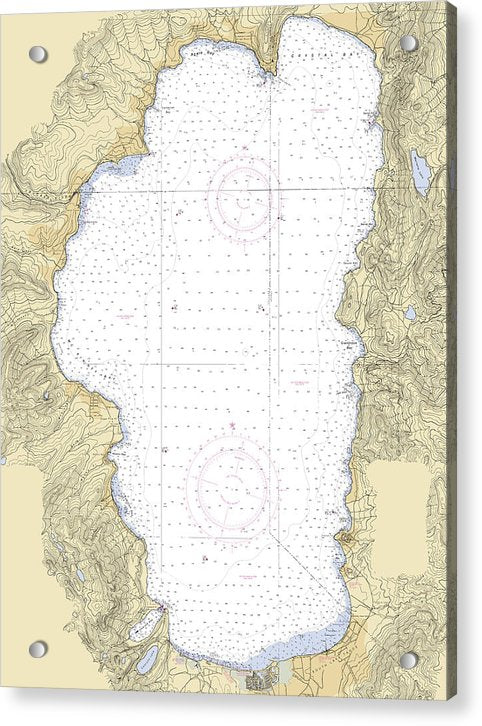 Tahoe California Nautical Chart V6 - Acrylic Print – 6" x 8" – Acrylic Nautical Chart Print by SeaKoast.