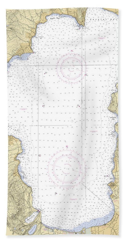 Tahoe -california Nautical Chart _v6 - Bath Towel