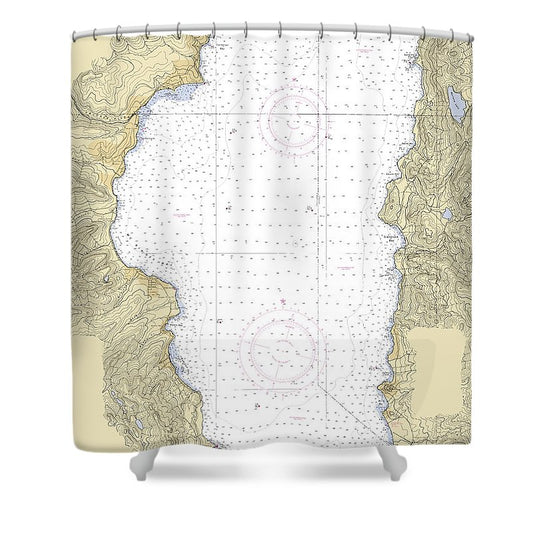 Tahoe  California Nautical Chart _V6 Shower Curtain