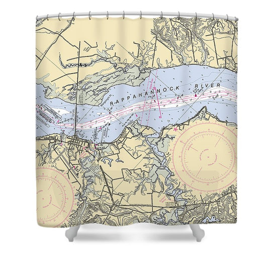Tappahannock Virginia Nautical Chart Shower Curtain