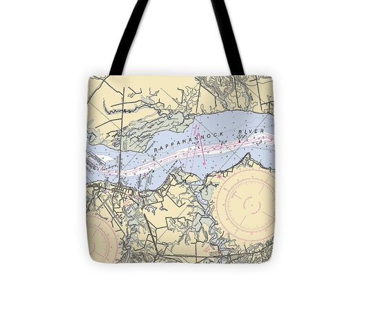 Tappahannock Virginia Nautical Chart Tote Bag