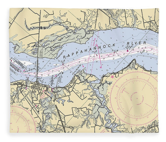 Tappahannock Virginia Nautical Chart Blanket