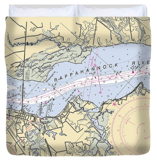 Tappahannock Virginia Nautical Chart Duvet Cover