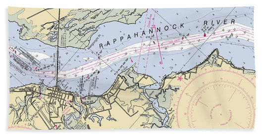 Tappahannock-virginia Nautical Chart - Beach Towel
