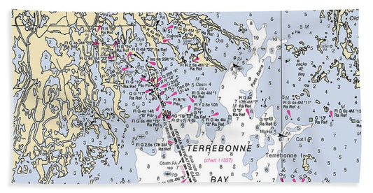 Terrebonne Bay-louisiana Nautical Chart - Beach Towel