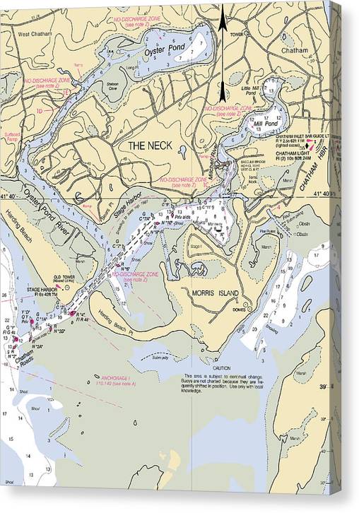 The Neck-Massachusetts Nautical Chart Canvas Print