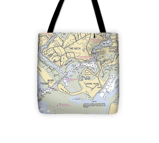 The Neck Massachusetts Nautical Chart Tote Bag