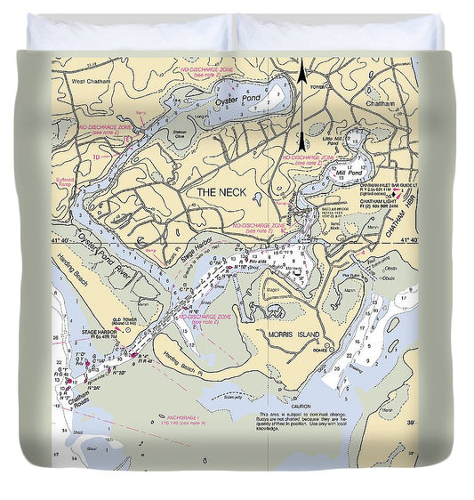 The Neck Massachusetts Nautical Chart Duvet Cover