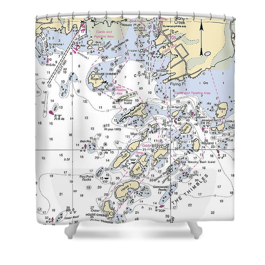 Thimble Islands  Connecticut Nautical Chart _V2 Shower Curtain