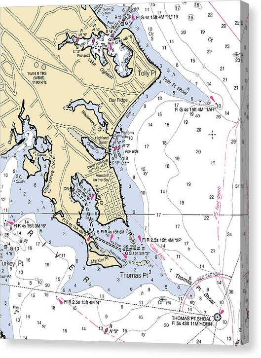 Thomas Point-Maryland Nautical Chart Canvas Print
