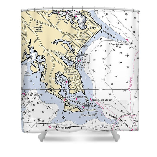 Thomas Point Maryland Nautical Chart Shower Curtain