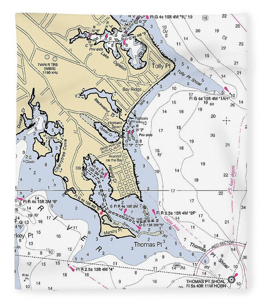 Thomas Point Maryland Nautical Chart Blanket