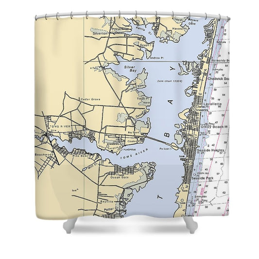Toms River  New Jersey Nautical Chart _V4 Shower Curtain