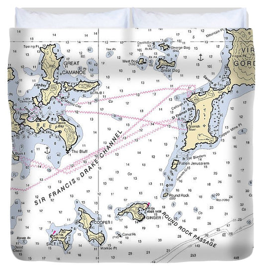 Tortola Virgin Gorda Virgin Islands Nautical Chart Duvet Cover