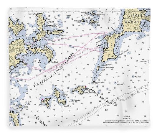 Tortola Virgin Gorda Virgin Islands Nautical Chart Blanket