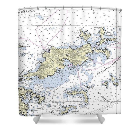 Tortola Virgin Islands Nautical Chart Shower Curtain