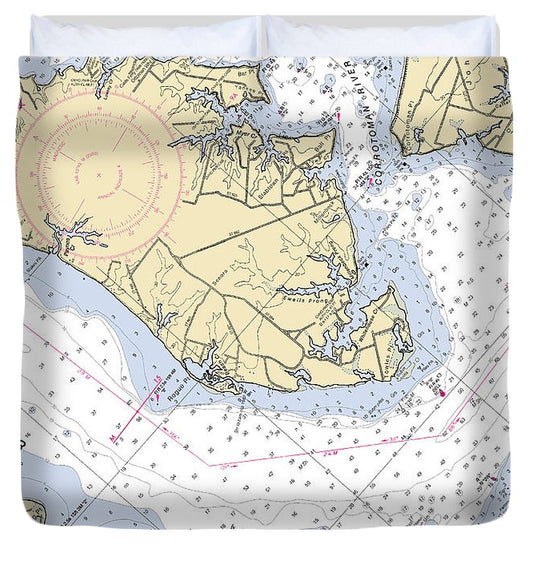 Towles Point Virginia Nautical Chart Duvet Cover