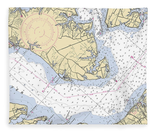 Towles Point Virginia Nautical Chart Blanket