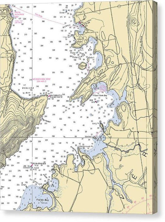 Town Farm Bay-Lake Champlain  Nautical Chart Canvas Print