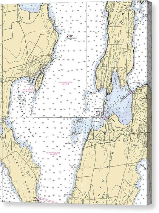 Treadwell Bay-Lake Champlain  Nautical Chart Canvas Print