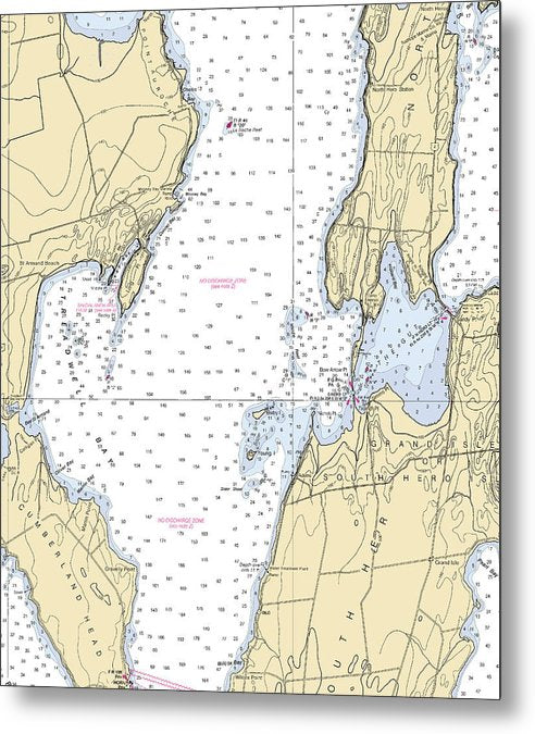 A beuatiful Metal Print of the Treadwell Bay-Lake Champlain  Nautical Chart - Metal Print by SeaKoast.  100% Guarenteed!
