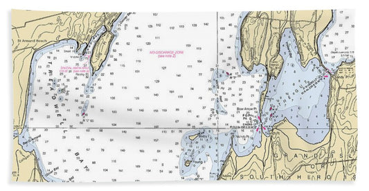 Treadwell Bay-lake Champlain  Nautical Chart - Bath Towel