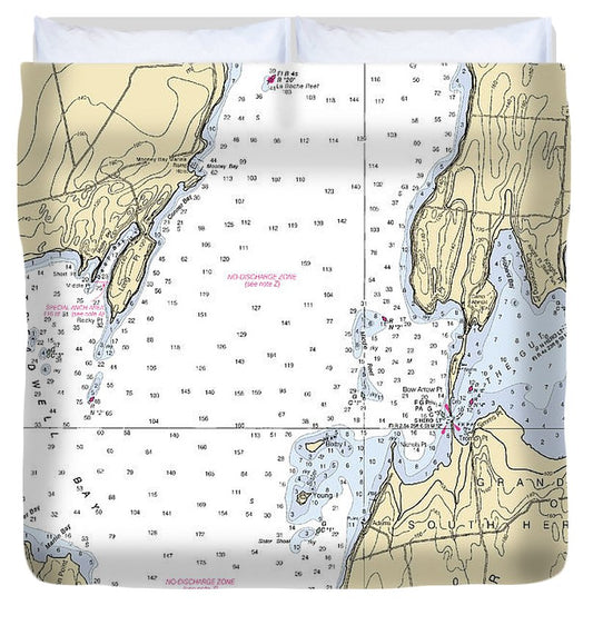 Treadwell Bay Lake Champlain  Nautical Chart Duvet Cover