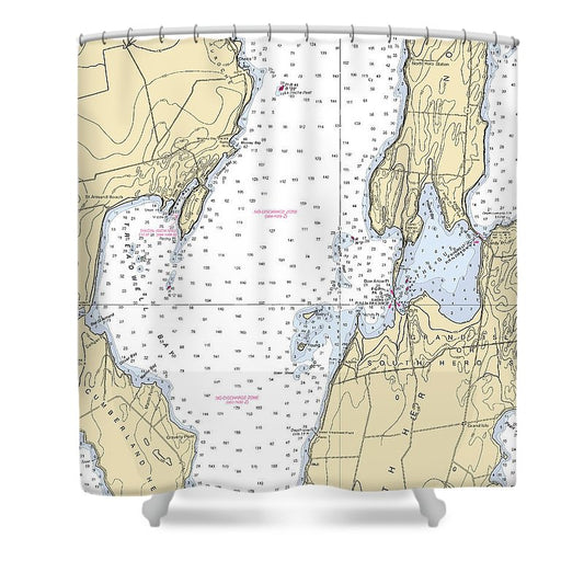 Treadwell Bay Lake Champlain  Nautical Chart Shower Curtain