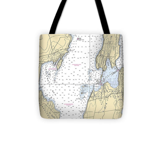 Treadwell Bay Lake Champlain  Nautical Chart Tote Bag
