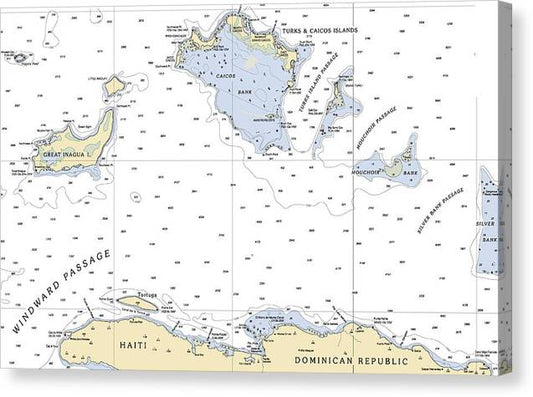 Turks And  Caicos-Virgin Islands Nautical Chart Canvas Print