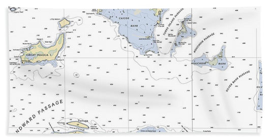 Turks And  Caicos-virgin Islands Nautical Chart - Beach Towel