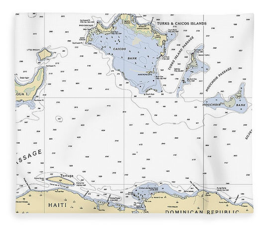 Turks And  Caicos Virgin Islands Nautical Chart Blanket