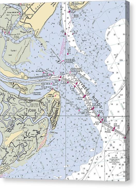 Tybee Roads-Georgia Nautical Chart Canvas Print