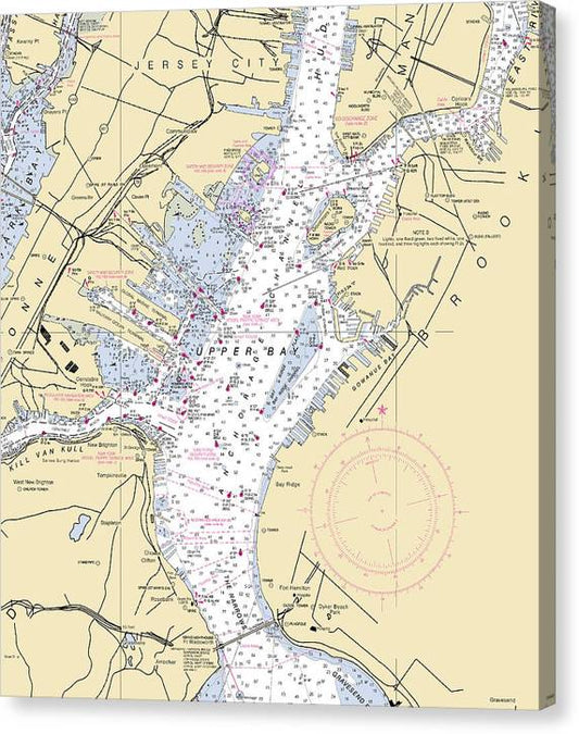 Upper Bay-New York Nautical Chart Canvas Print
