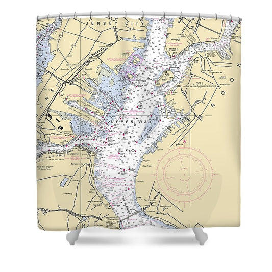 Upper Bay New York Nautical Chart Shower Curtain