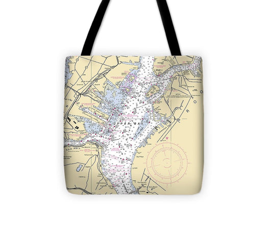 Upper Bay New York Nautical Chart Tote Bag