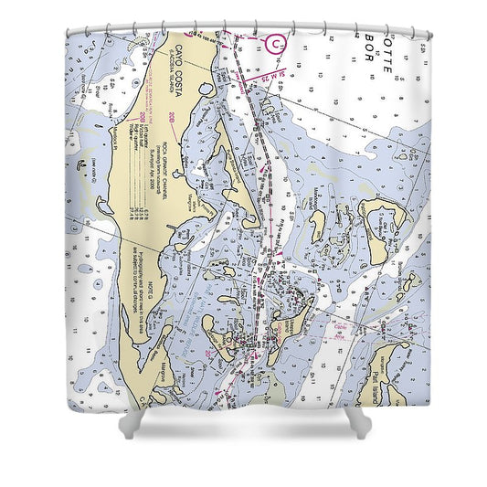 Useppa Island Florida Nautical Chart Shower Curtain