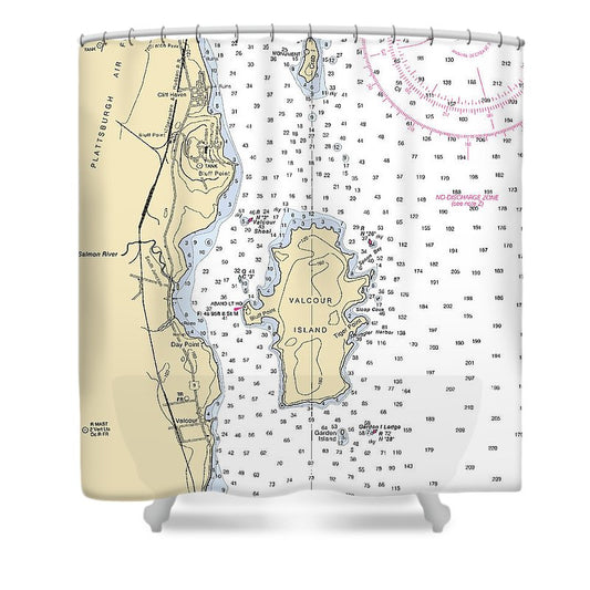 Valcour Island Lake Champlain  Nautical Chart Shower Curtain
