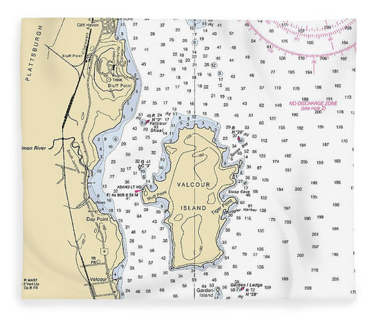 Valcour Island Lake Champlain  Nautical Chart Blanket