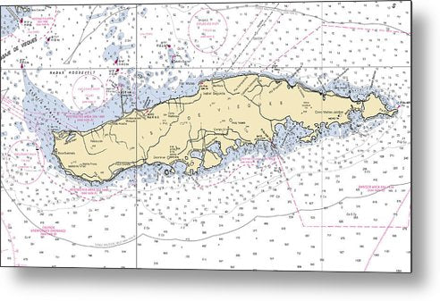 A beuatiful Metal Print of the Vieques-Puerto Rico Nautical Chart - Metal Print by SeaKoast.  100% Guarenteed!