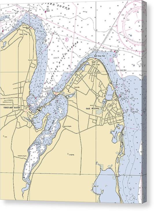 Vineyard Haven Harbor-Massachusetts Nautical Chart Canvas Print