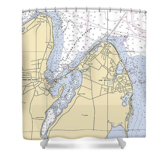 Vineyard Haven Harbor Massachusetts Nautical Chart Shower Curtain