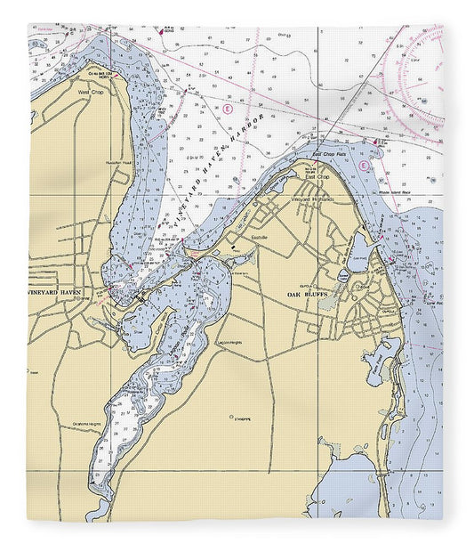 Vineyard Haven Harbor Massachusetts Nautical Chart Blanket