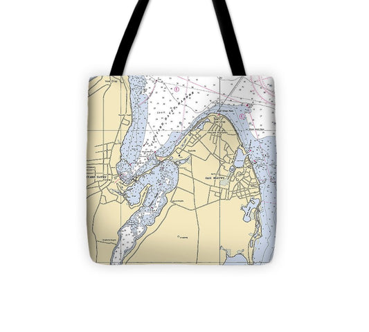 Vineyard Haven Harbor Massachusetts Nautical Chart Tote Bag